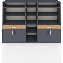 Hyperion Dolap 12 Raflı 2 Çekmeceli 4 Kapaklı 220x44x163 Antrasit Antrasit-antrasit/çam