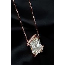 Sky Diamond Taşlı Gümüş Rose Kolye (474423193)