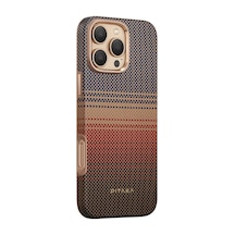 Apple Uyumlu iPhone 16 Pro Telefon Kılıfı Magsafe Aramid Fiber Pitaka Sunset-moonrise Serisi Kahve