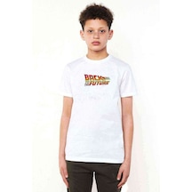 Tshirthane Back Future Gif Baskılı Unisex Çocuk Beyaz T-Shirt