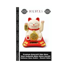 Premium Dekoratif Obje Masa Süsü Hediyelik Biblo Güneş Enerjili Sallanan Şans Kedisi - Maneki Neko