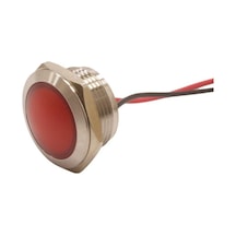 Motorobit 19L-P1 19Mm 12-24V Kablolu Metal Sinyal Lambası - Kırmızı