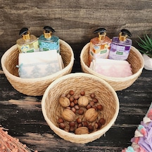 Nergis Hasır 3 Lü Sepet Saklama Kutusu Sepet Takımı Krem