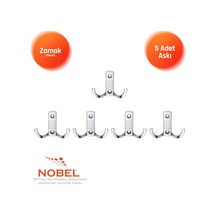 Noktali Askı, Metal Vestiyer Askısı, Krom, Duvar Ve Dolap Askılığı 5'li Set Vidalı