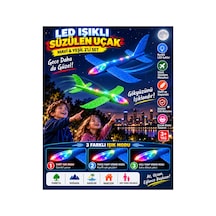 2 Li Led Işıklı Köpük Uçak Seti Mavi & Yeşil Hafif Dayanıklı Fırlatma Uçağı Açık Hava Oyuncağı - 922546684