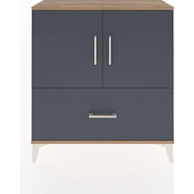 Arges Şifonyer 2 Raflı Tek Çekmeceli 2 Kapaklı 88x30x96 Çam-antrasit Atlas Çam
