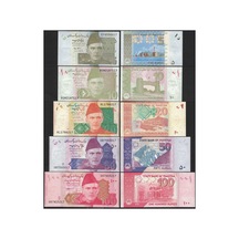 Pakistan 5-10-20-50-100 Rupees 2009-2024 Kağıt Para Seti Çil Unc 5 Li Set Koleksiyon Para
