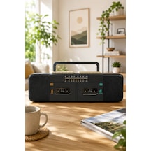 Puxing Px-888bt Siyah Nostaljik Çift Kaset Çalar Radyo - Bluetooth, Usb/sd, Mp3 Çalar
