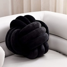 Siyah Düğmeli Yumuşak Yastık - 20cm Küçük Boy - Koltuk, Araba, Yatak Dekoratif Yedek - Pp Pamuk Dolgulu Siyah Siyah
