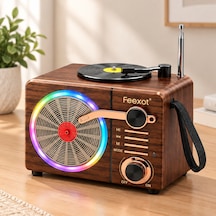 Işıklı Retro Bluetooth Fm Radyo Hoparlör - Usb & Type-c Şarjlı