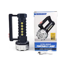 Rc3030 Şarjlı Led El Feneri 17 Xpg + Cob, 200 Metre Menzil, Usb Şarjlı, 5 Modlu, Pil Göstergeli, Suya Dayanıklı Profesyonel El Feneri Siyah