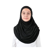 Pratik Hazır Geçmeli Boneli Çocuk Şal Siyah Siyah