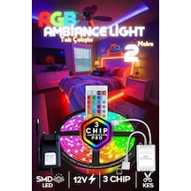 2 Mt Şerit Led Animasyonlu Tak Çalıştır Kumandalı Rgb Işık Duvar Aydınlatma Ambiyans Parti Led