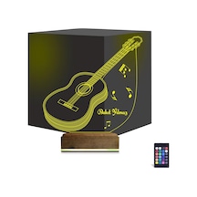 Luvivia Klasik Gitar Müzik Nota Kişiye Özel 3d Lamba - Masa Gece Lambası V2 Şeffaf