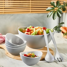 7 Parça Salata Seti Çok Amaçlı, Mutfak Servis Ve Hazırlık Seti gri
