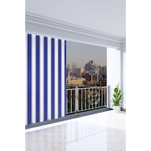 Devrim Olivya Tekstil Mavi-beyaz Çizgili Özel Dikim Lüks Branda Balkon Perdesi Mavi - Beyaz