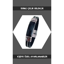 Sahi Aksesuar Kişiye Özel İsimli Yetişkin Çelik Bileklik CB058 Siyah