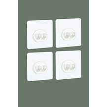4 Adet 7x7 Cm Şeffaf Yapışkanlı Banyo Askısı, 4'lü Banyo Düzenleyici Sticker Beyaz Diğer