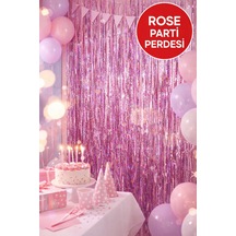 Rose Parlak Parti Perdesi 100x200 Cm Doğum Günü, Baby Shower, Fotoğraf Arka Fon 100 200