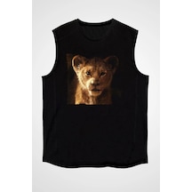 Adrift Ko Buta Unisex Aslan Kral Baskılı Siyah Kolsuz T-shirt Kk19383 Siyah