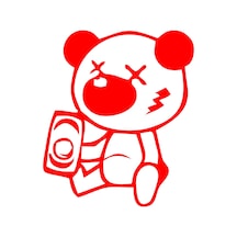 Sarhoş Panda Sticker 17x17 Cm Kırmızı