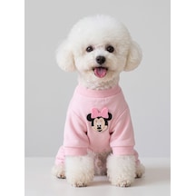 Pinkie Mouse Köpek Tulumu Pembe Kalın Penye Köpek Kıyafeti Sevimli Fare Ve Kurdele Detaylı