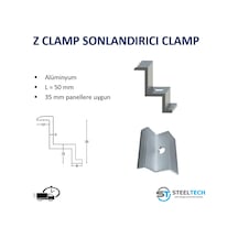 Z CLAMP GÜNEŞ PANELİ SONLANDIRICI 100 ADET 35MM'LİK