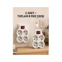 4 Lü Priz Çoğaltıcı 2 Adet Set Kablosuz Duvar Tipi Anahtarlı Priz Çoklayıcı 0 1 - 10 M