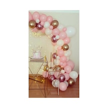 Krom Pembe Krom Gold Pastel Beyaz Pembe Balon Konsept Balon A