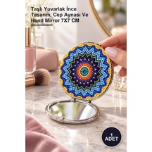 1 Adet El Aynası Taşlı Yuvarlak İnce Tasarım, Cep Aynası Ve Hand Mirror 7x7 Cm Diğer