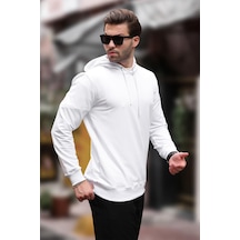 Madmext Beyaz Kapüşonlu Erkek Sweatshirt 7069 Beyaz