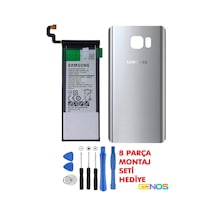 Samsung Galaxy Uyumlu Note 5 Sm-n920c N920f Batarya Pil 3000 Mah+arka Pil Kapağı Cam+montaj Set Gümüş