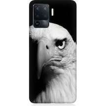 Oppo Reno 5 Lite Uyumlu Siyah Beyaz Kartal Başı Desenli Silikon Kılıf