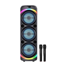 Büyük Boy Çift Kablosuz Mikrofonlu Bluetooth Hoparlör Kablosuz Speaker 3x8inç