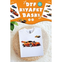 Kumaşa Baskı Yapılabilen Özel Tasarım Ütü Ile Yapışan Tekstil Dtf Baskı Görseli Arabalar Temalı Çok Renkli