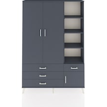 Arges Dolap 5 Raflı 4 Çekmeceli Tek Askılı 132x30x195 Antrasit-antrasit/antrasit Antrasıt/antrasıt