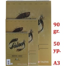 A3 Talens Eskiz Bloğu Üsten Spiralli 90 Gr 50 Yaprak T090a350us