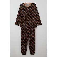 Breeze Erkek Çocuk Pijama Takımı Oyun Zamanı Küçük Oyuncu Yazılı 9-12 Yaş, Koyu Kahve Koyu Kahve