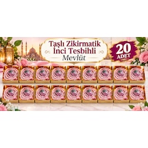 20 Adet Hediyelik Çeyizlik Kutulu Tesbih Ve Taşlı Zikirmatik Seti Mevlüt Hac Umre Çeyiz Hediyeliği Pembe