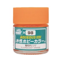 Mr.hobby H-098, 10 Ml. Fluorescent Orange Aqueous Serisi Maket Boyası Standart