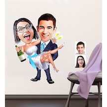 Kişiye Özel Evleniyoruz Karikatürlü Duvar Sticker 50X70CM 4