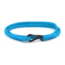 Mavi Paracord Metal Kanca Iki Sira Sarma Erkek Bileklik M011P Mavi
