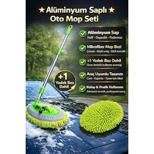 +1 Yedek Bez Alüminyum Saplı Premium Kalite Çok Fonksiyonlu Teleskopik Uzun Saplı Oto Mopu