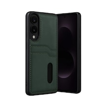 Newface Samsung Galaxy Uyumlu  S25 Edge Sara Kartvizitli Deri Kılıf - Koyu Yeşil Belirtilmemiş