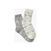 Koton 2'li Soket Çorap Seti Yün Karışımlı Desenli Çok Renkli Gri 4wak80245aa 4WAK80245AA040