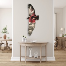 Kızılderili Portre Tüylü - Metal Tablo - Dec0165 35 X 90 Cm Çok Renkli