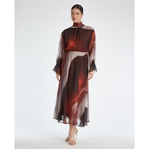 Kadın Midi Elbise - Modern Tasarım - Günlük Ve Özel Gün İçin Elbise Vizon