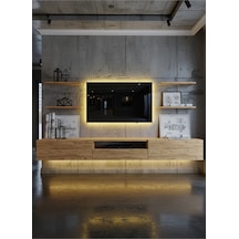 Resital Duvara Monte Ledli 270 Cm Tv Ünitesi Duvar Raflı - Ll6034 Atlantik Çam