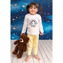 Pia Baby İsme Özel Erkek Çocuk Pijama Takımı %100 Pamuk Penye İsim Baskılı Kişiye Özel Çocuk Pijaması 10335s14pi Krem