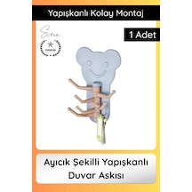 Askı Sevimli Ayıcık Şekilli Yapışkanlı Duvar Askısı Organizer Çok Amaçlı Fonksiyonel Pratik Çok Renkli